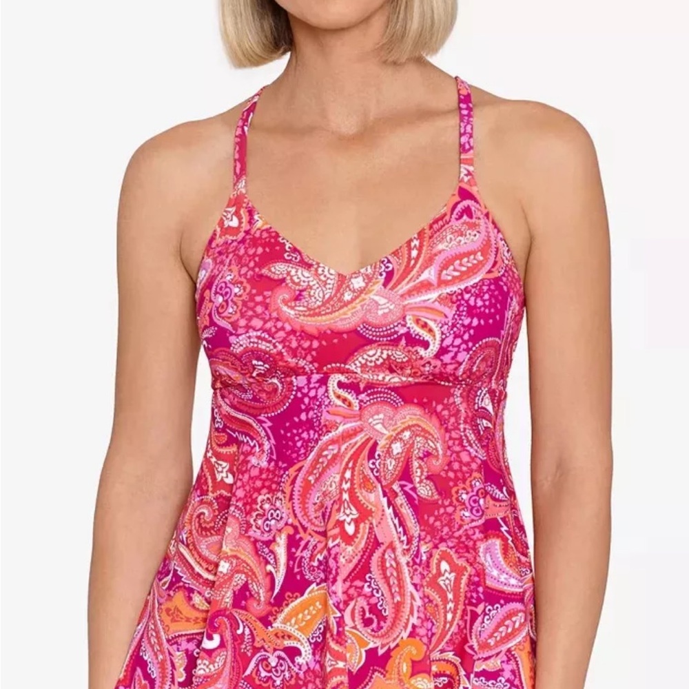 NWT Women's Pink Paisley Swim Dress